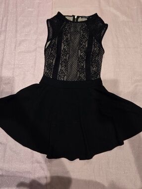 Mind Code Black Lace Panel Skater Dress